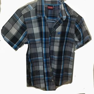Boys short sleeve plaid button up size 10-12